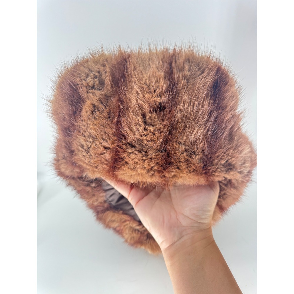 Handmade Real Fur Trapper Hat Men L Brown Vintage Ushanka Ear Flap Gorpcore